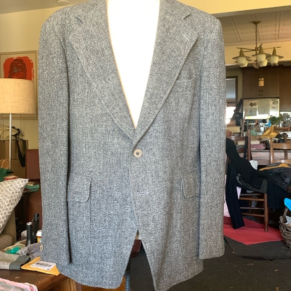 HARRIS TWEED GRAY WOOL HUNTING EQUESTRIAN SPORTCOAT BLAZER FROM DENMARK - Picture 2 of 14